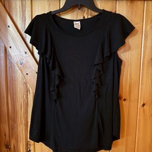 Faded Glory Black Ruffle Sleeve Blouse Size Large